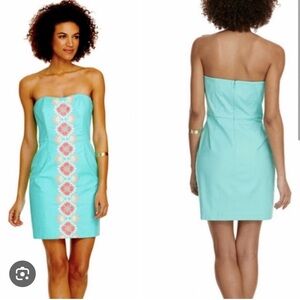 Vineyard Vines Turquoise Dress with Pink Floral Accents